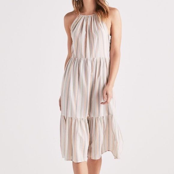 Lucky Brand Dresses & Skirts - Lucky Brand Metallic Striped Pastel Dress Large